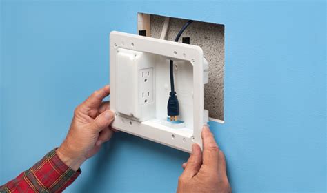 non-metallic tv box mounts|behind tv outlet box.